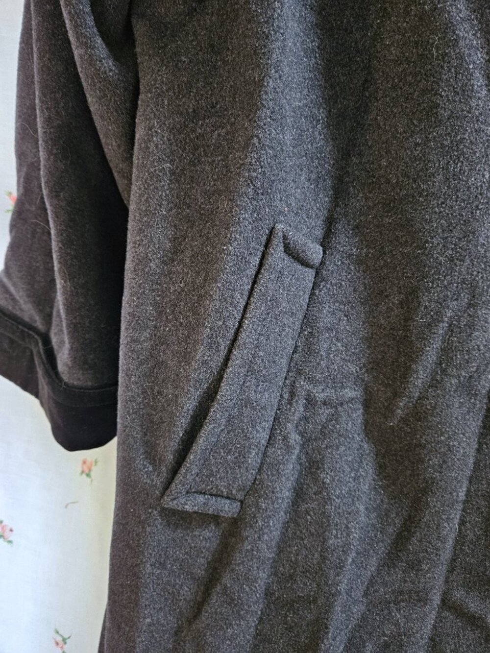 Size XL to 1X Vintage 1980s Charcoal Wool Coat - Picture 4 of 11